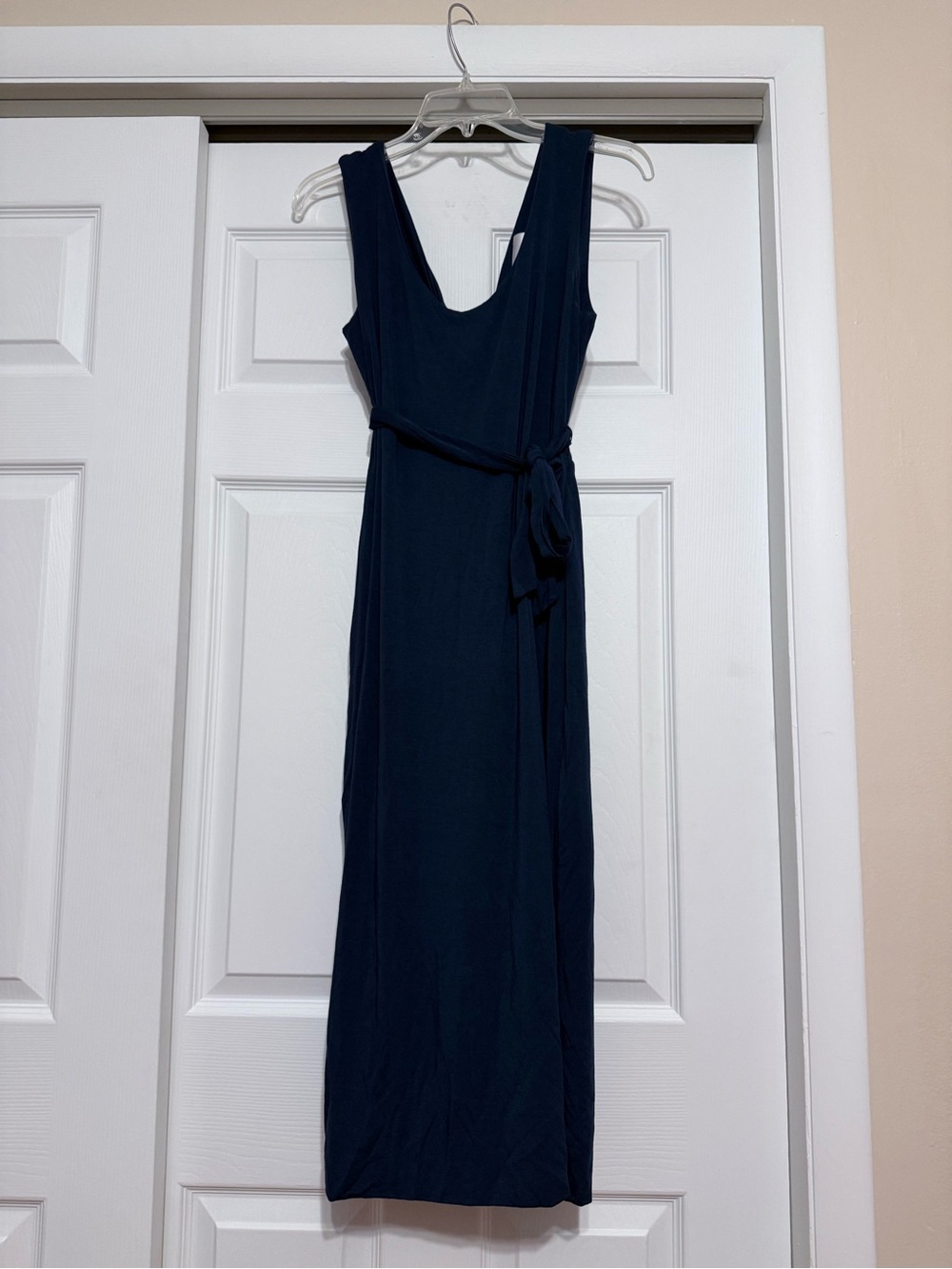 Amour Vert Navy Maxi Dress with Waist Tie - Size Medium